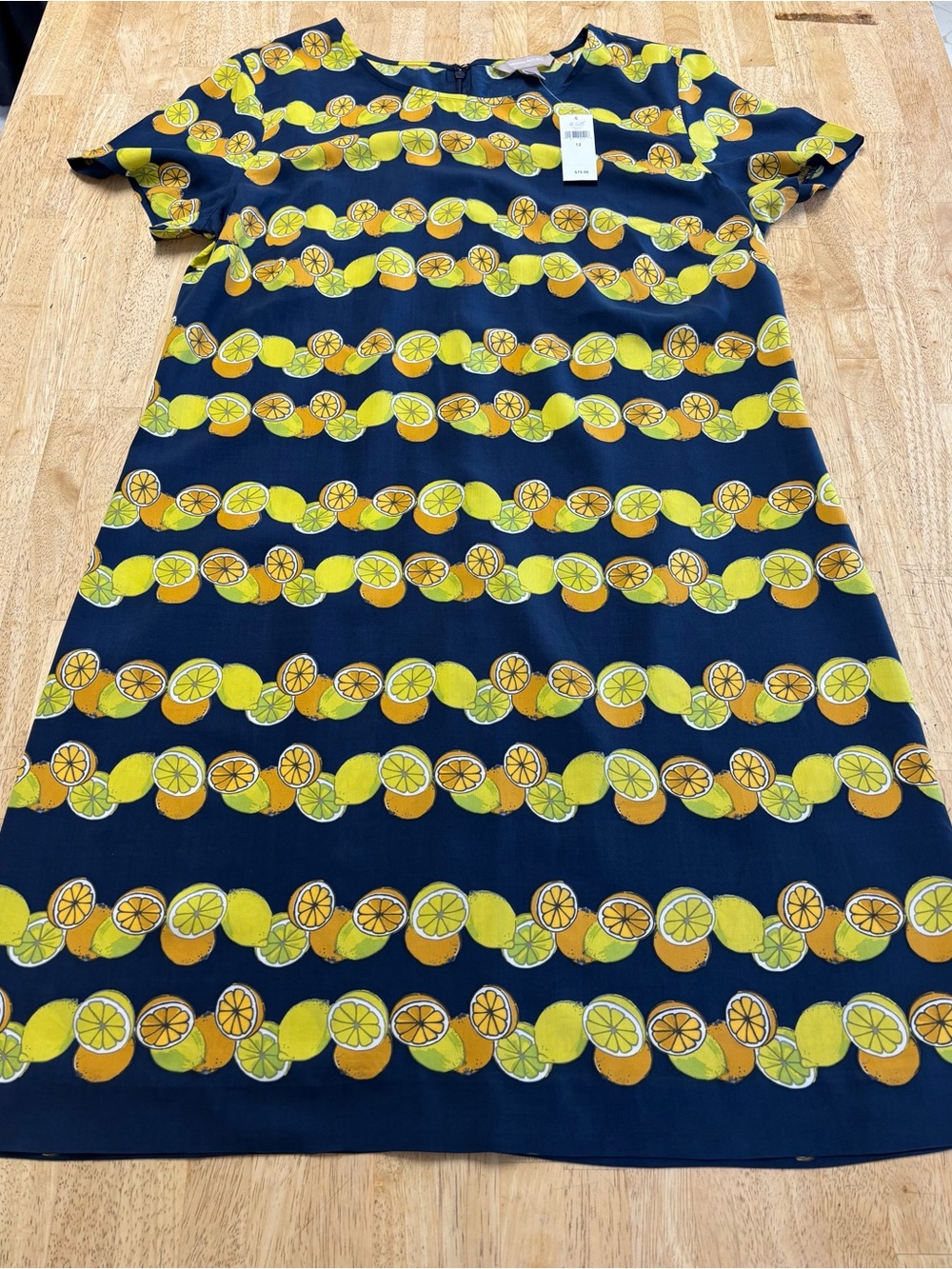 NWT Banana Republic Navy Dress with Yellow Lemon Print